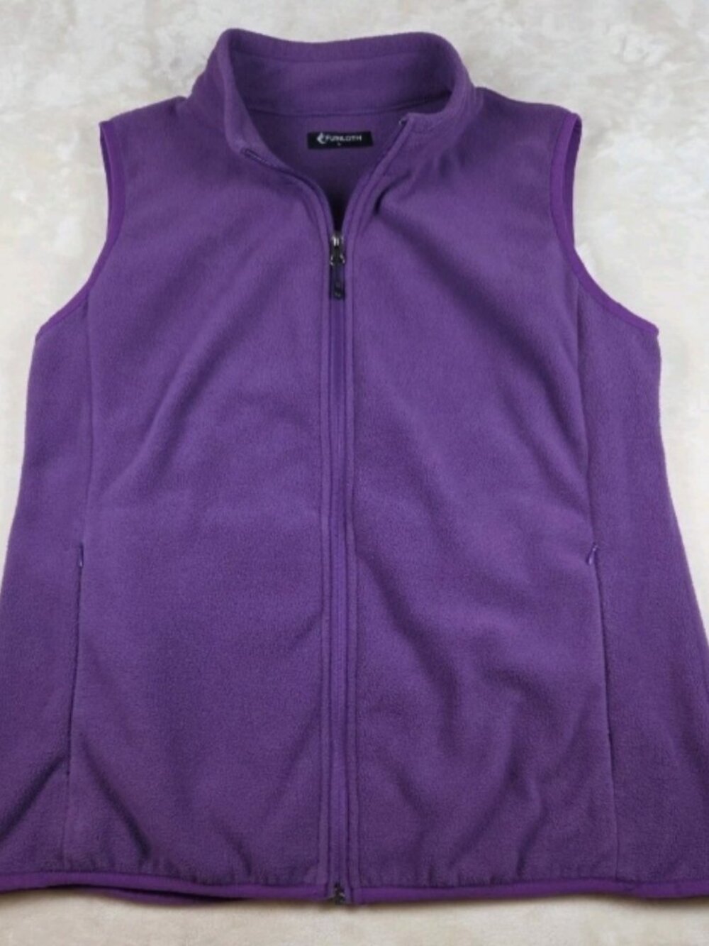 Fuinloth Purple Fleece Vest Full Zip Zip Pocket Lightweight Outdoor Large